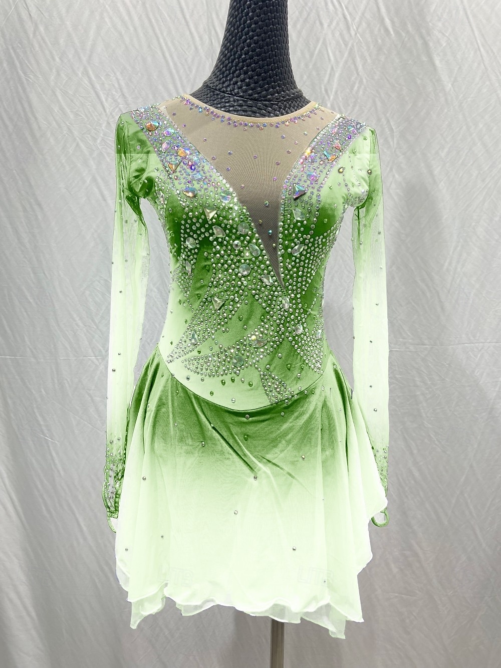 Figure Skating Dress Women's Girls' Ice Skating Dress Outfits Light Yellow Lake Blue Yellow Mesh Spandex High Elasticity Training Competition Skating Wear Patchwork Crystal / Rhinestone Long Sleeve 2025 - $141.99 –P6