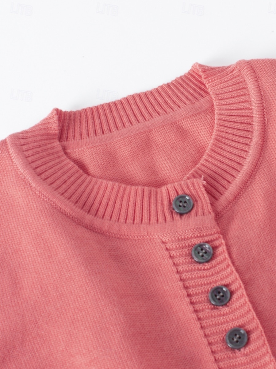 Per donna Felpa Cardigan Informale Morbido Colore puro A coste Colletto alla coreana Bottoni Lavorato a maglia Manica lunga Top regolari Maglia Esterno Giornaliero Fine settimana Rosa Cammello del 2025 a $38.99 –P2