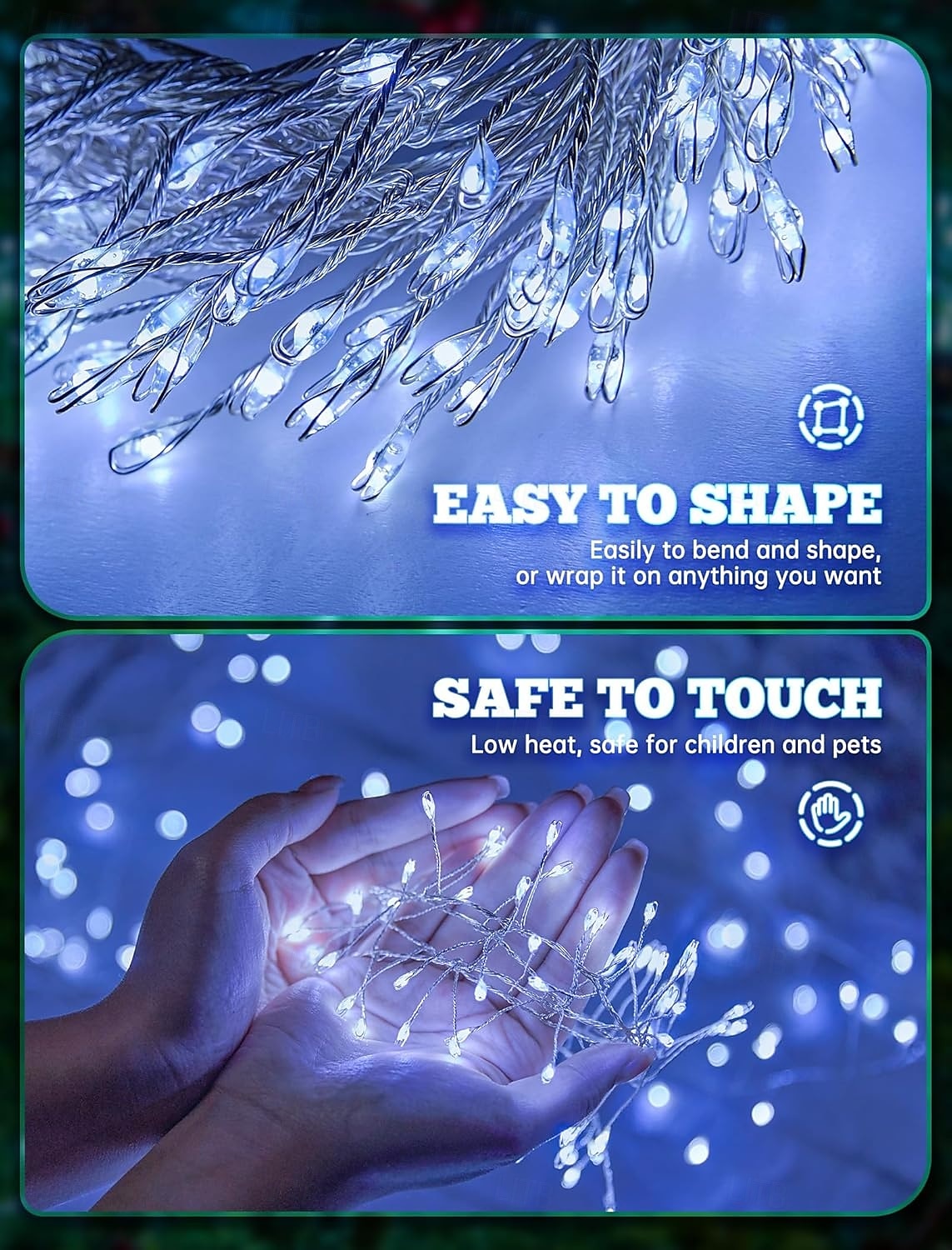 6m Solar String Lights 200 LEDs, Warmwhite, Cool White, Blue Firecracker String Lights EL 5mm Copper Wire Lights Holiday Lights 3V Solar Powered 1 Set 2025 - $20.99 –P10