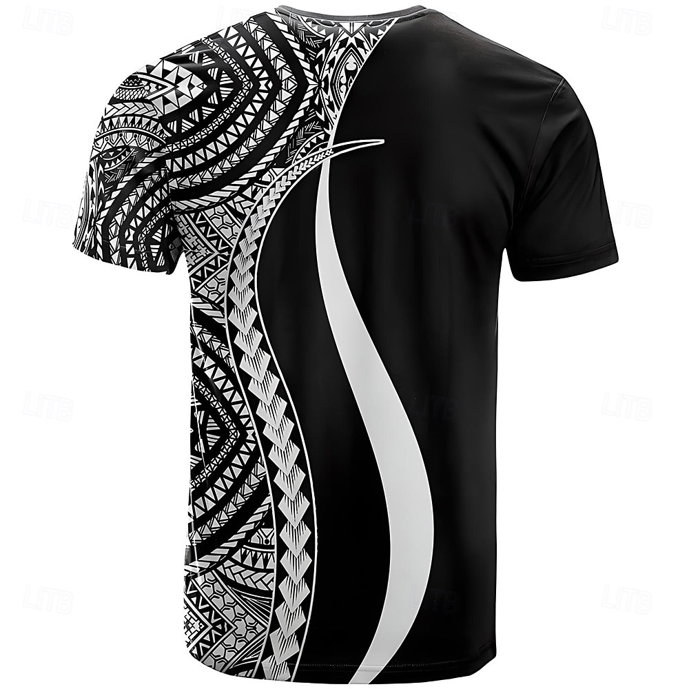 Męskie W Tureckie Wzory Podkoszulek Krótki rękaw Podkoszulek Druk 3D Półgolf Koszula Moda Etniczne Ulica Codzienny Czarny Lato Wiosna Odzież S M L XL XXL XXXL 2025 - $17.99 –P2