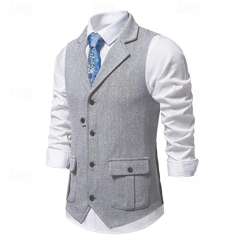 בגדי ריקוד גברים וסט Gilet חופשה יומי פגישה (דייט) אופנתי יום יומי קיץ & אביב כפתורים כיס 75% כותנה נוח אחיד חזה יחיד כפתור יחיד דש רגיל בורגנדי כחול נייבי ירוק כהה חאקי אֵפוֹד 2025 - $33.99 –P13