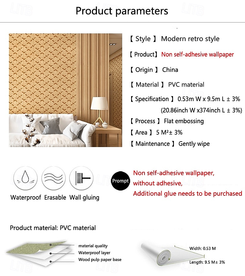 1 Roll Imitation Grass Cloth Wallpaper Woven Bamboo Rattan Wall Covering Hotel Restaurant Store Wall Decoration Ceiling Non Self-Adhesive 950x53cm/374x20.87inch 2025 - $39.99 –P1