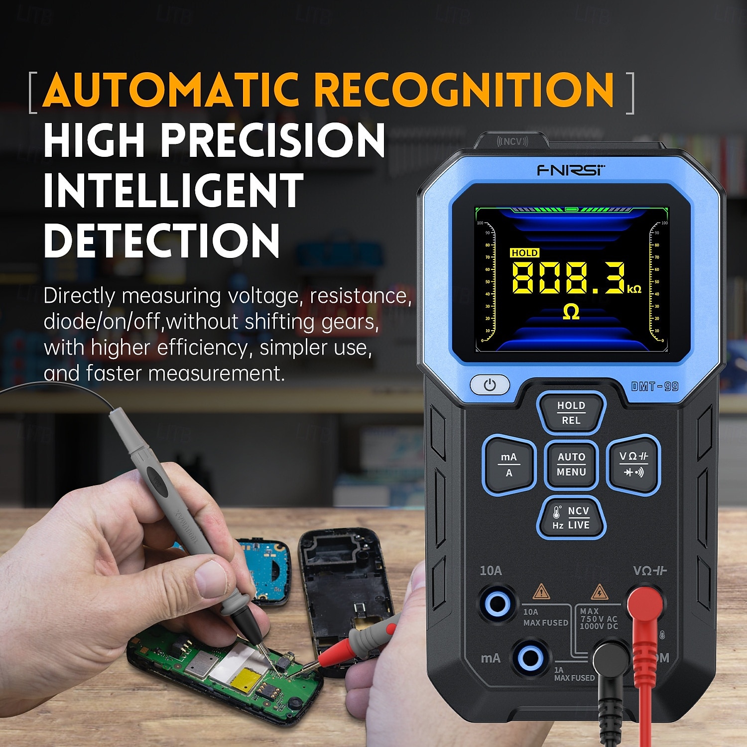 multimetro digitale 9999 conteggi multi tester professionale intelligente 1000v 10a vero valore efficace ac/dc voltmetro amperometro automatico diodo anti-scottatura intelligente tester nvc display del 2025 a $71.99 –P4