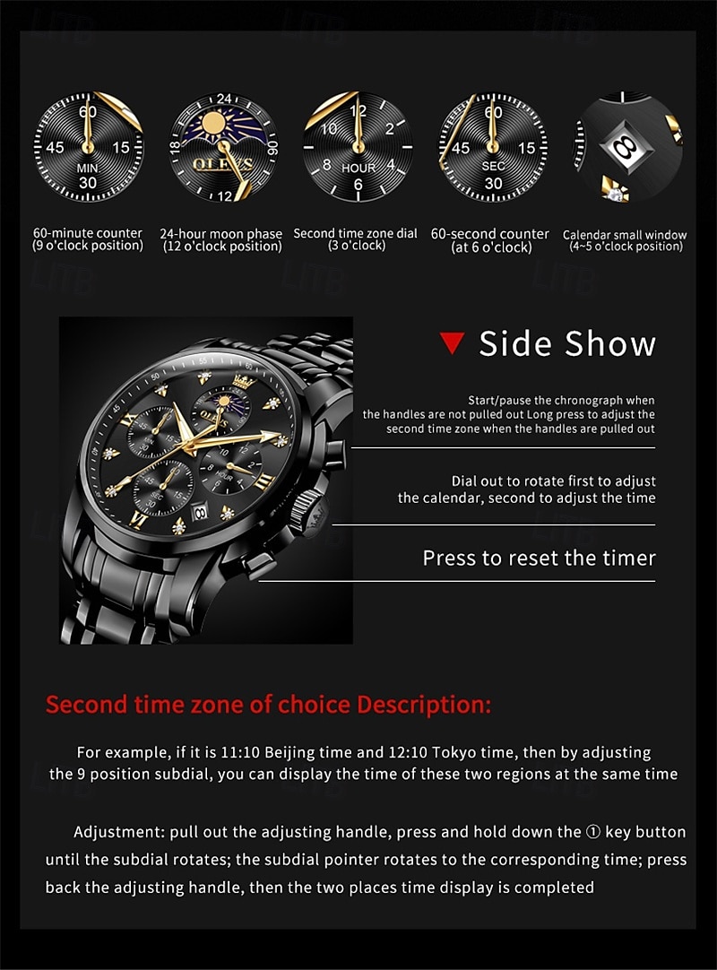 New Olevs Brand Stainless Steel Band Men'S Business Watch Calendar Luminous Chronograph Multifunction Simple Leisure Quartz Watch Fashion Waterproof Sports Men'S Wristwatch 2025 - $35.99 –P4
