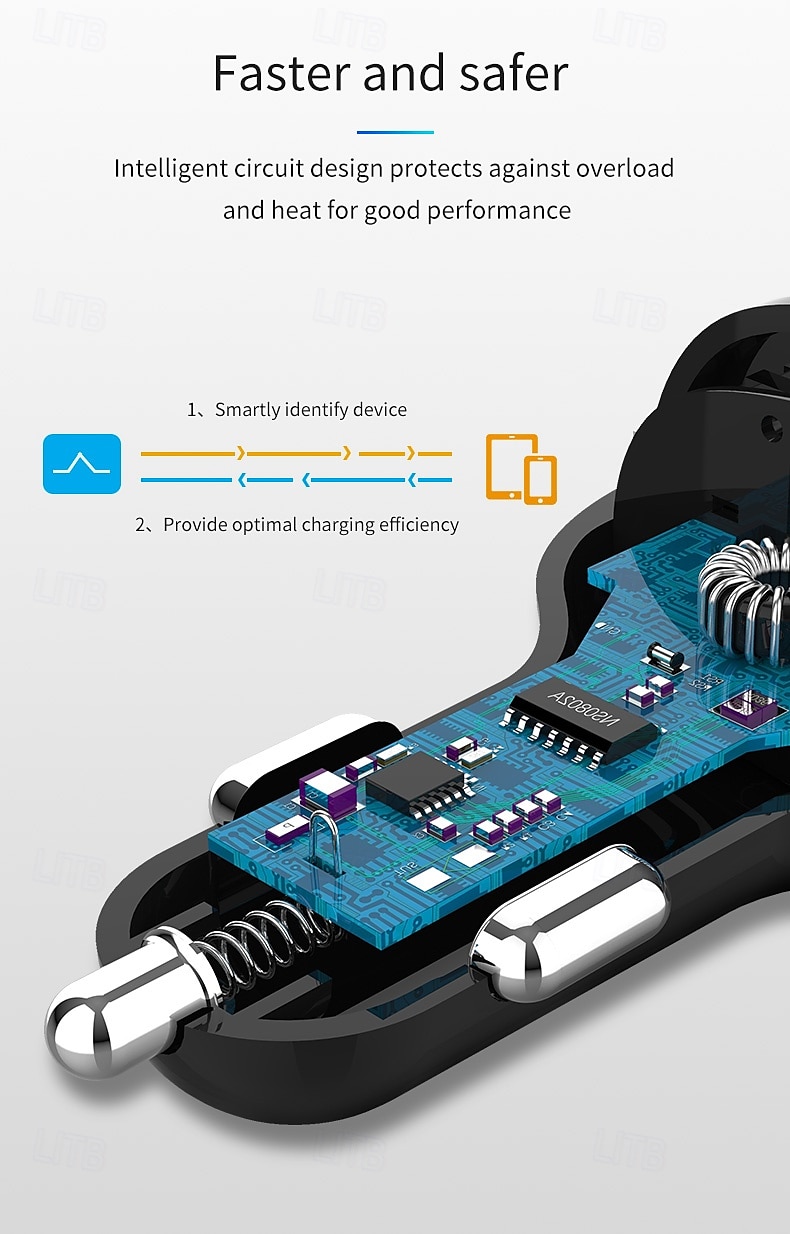 Автомобильное зарядное устройство usb c с поддержкой двух usb и type-c QC3.0 для бытовой электроники, автомобильное зарядное устройство 2025 - $26.99 –P7