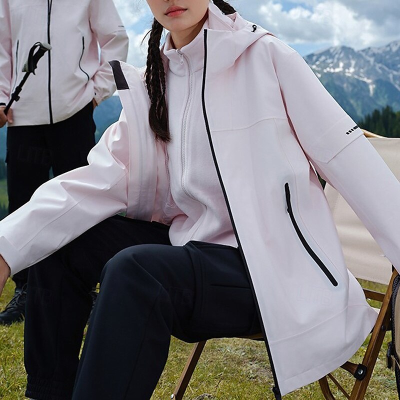 Dame Softshell jakke Turjakke Vinter utendørs Hold Varm Fleecefor Vindtett Vannavvisende 3-i-1-jakker Vinterjakke Fleecejakker Reise Svart Krystall Rosa Beige Lyseblå 2025 - $102.39 –P9