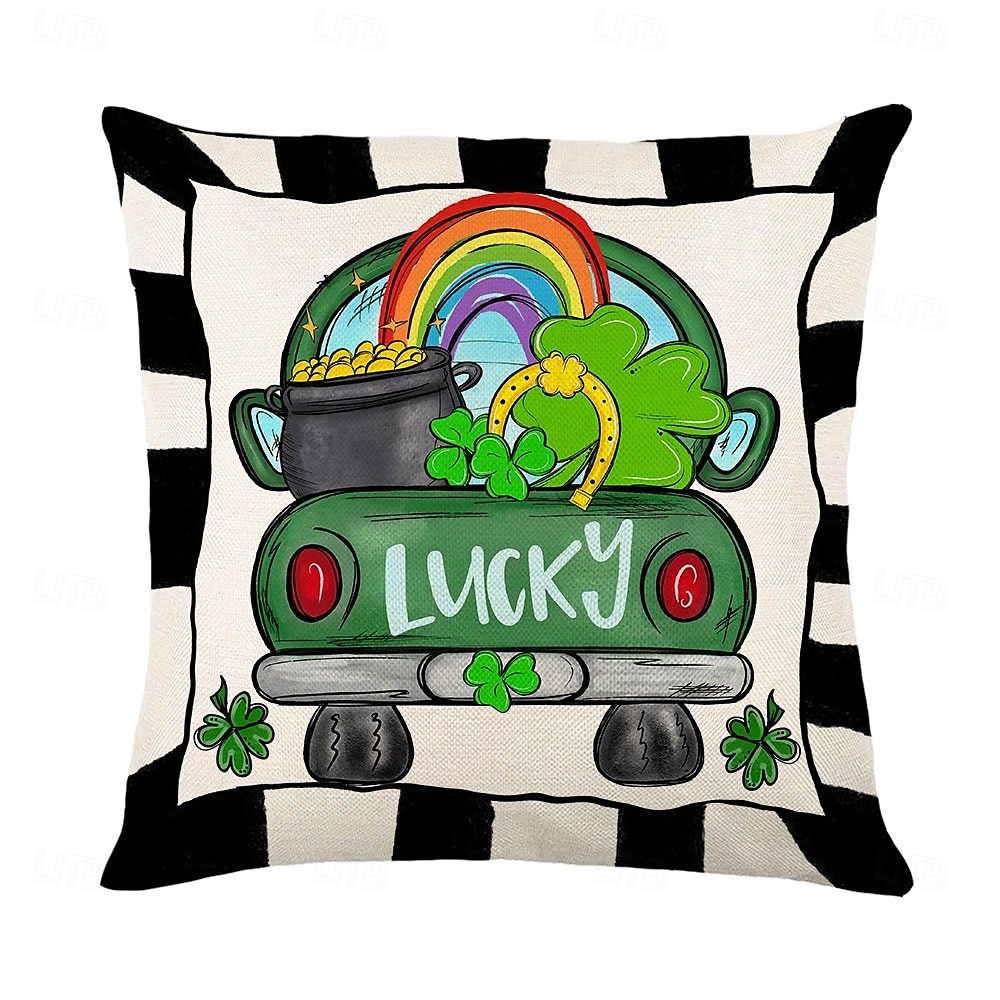 dekorativa slängkuddar fodral saint patrick's day 1 st shamrock mjukt fyrkantigt kuddfodral örngott för sovrum vardagsrum soffa soffstol 2025 - $12.99 –P4