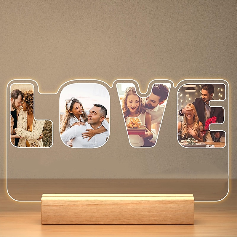 Personalized Light Up Photo Frame Valentines LOVE Custom Acrylic Night Light USB Powered Perfect for Valentine's Day Wedding Anniversary Lovers Birthday Boyfriends and Girlfriends Gifts 2025 - $15.49 –P6