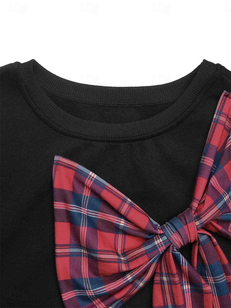 Per donna Di tendenza Informale Manica lunga Girocollo Top regolari Strada Informale Sport Collage Nero Autunno Inverno del 2025 a $35.99 –P6