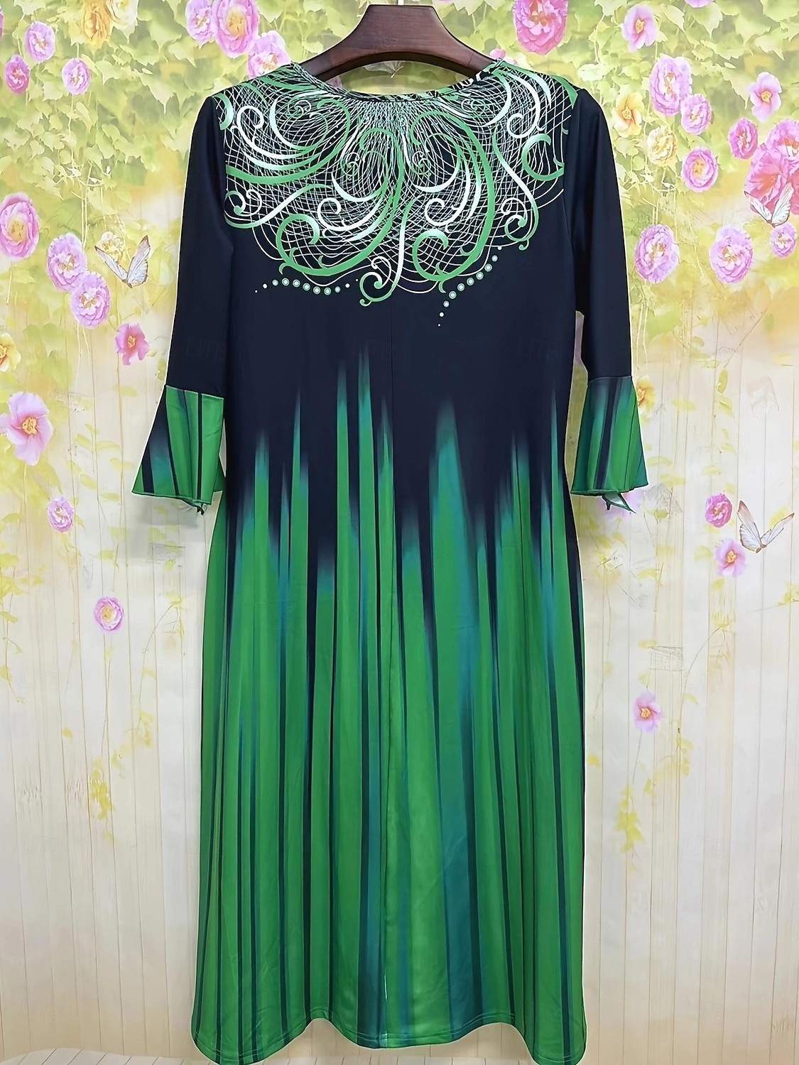 Robe en maille Femme Robe mi-longue A Ombre Mode Vacances Fin de semaine Poche Manches 3/4 Col V Robe Standard Jaune Bleu Vert Printemps S M L XL XXL de 2025 ? $27.99 –P2