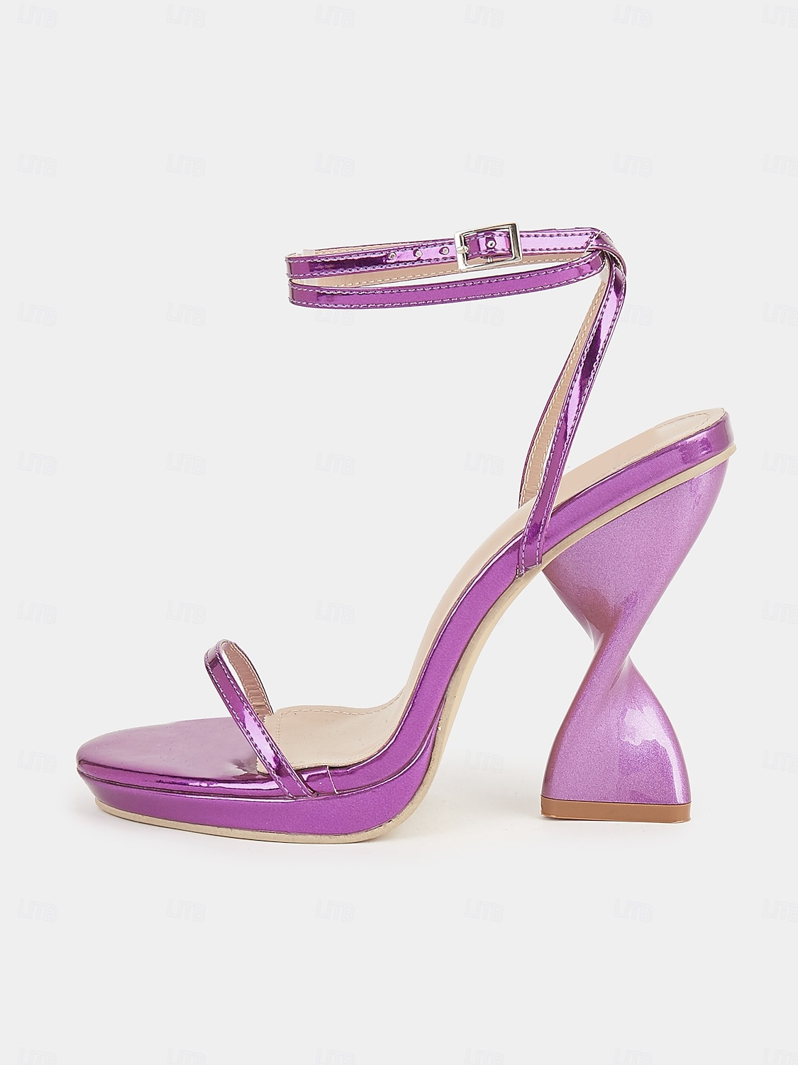 sandales à lanières violettes métallisées pour femmes avec talons sculpturaux et bride à la cheville – talons hauts audacieux pour les soirées et les occasions spéciales de 2025 ? $54.99 –P3