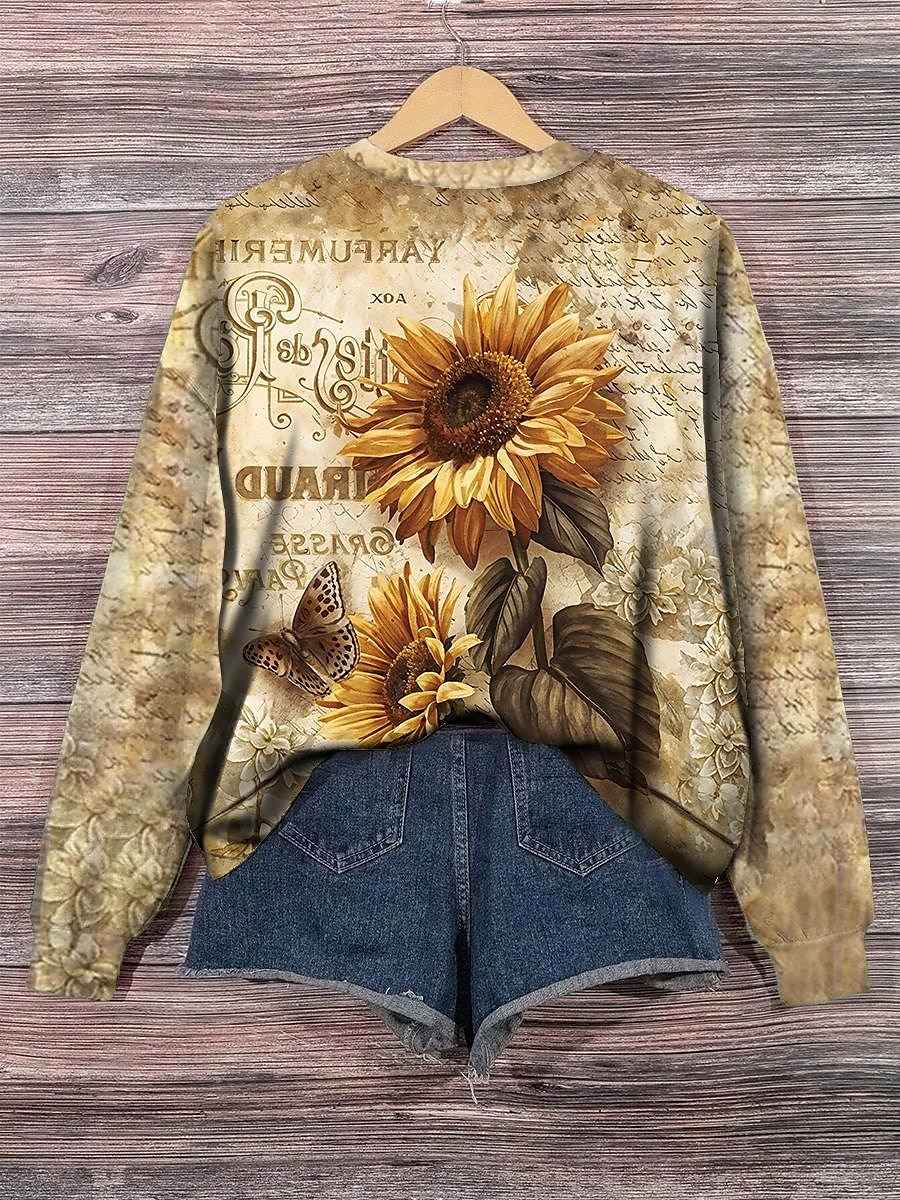 Felpe da donna Floreale Casual Maniche lunghe Felpa Top regolari Stampa Khaki Autunno Inverno del 2025 a $24.99 –P3