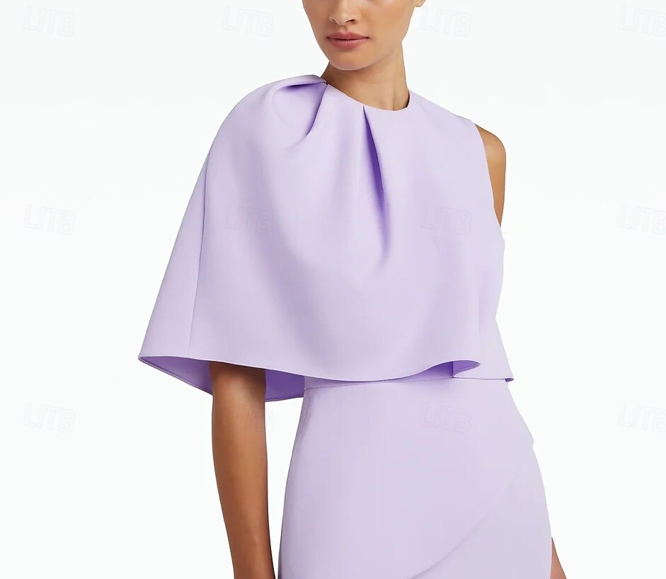 Meerjungfrau/Trompete Abendkleid elegantes Kleid formelle Hochzeit bodenlang ärmellos Rundhals Champagner Mutter der Braut Kleid Stretch Crepe mit Schal 2025 2025 - $170.99 –P4
