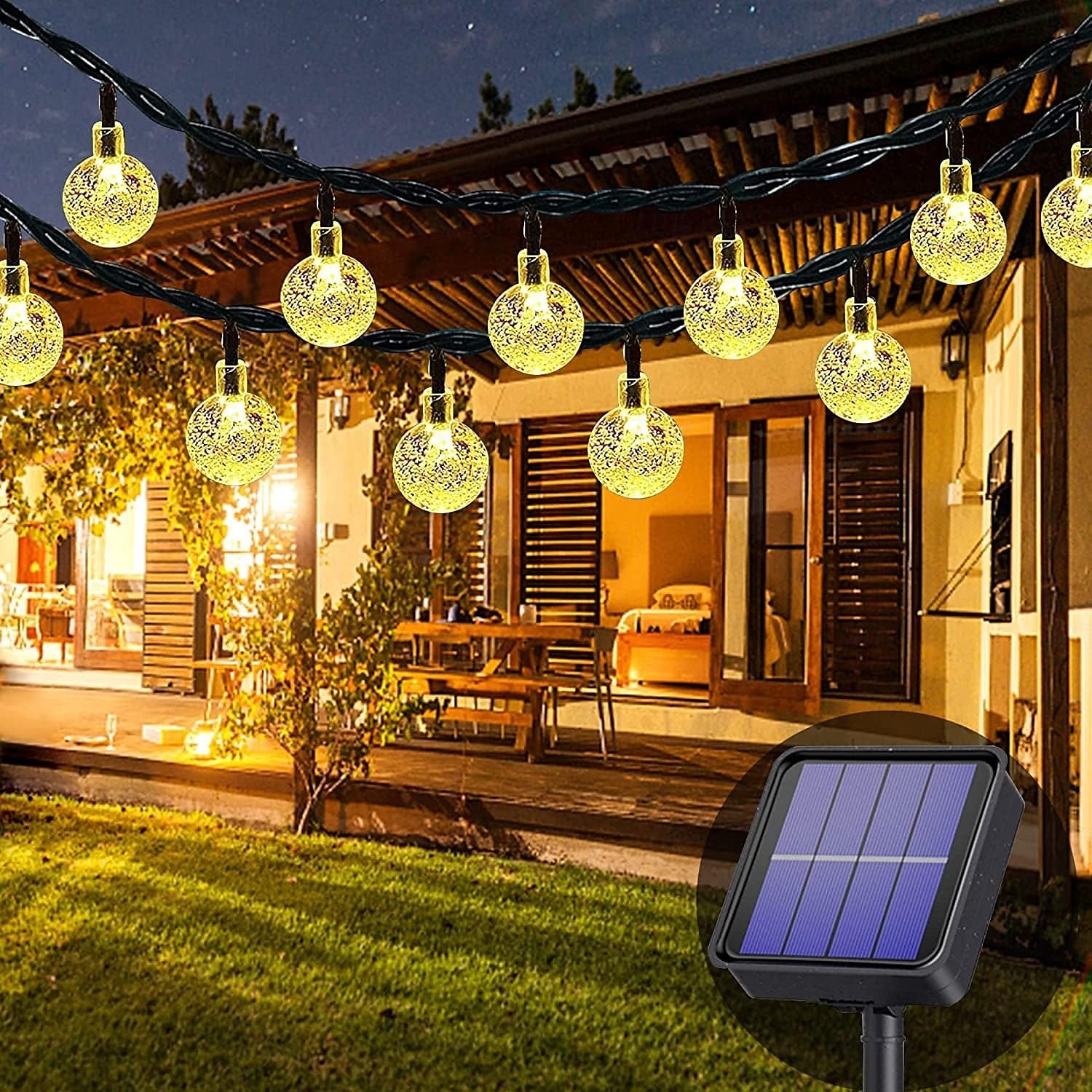 Luzes de corda solares de 7 m, 50 LEDs, el 5 mm, branco quente/branco frio/azul, luzes de festa de fim de ano movidas a energia solar com suporte de montagem para natal, casamentos e eventos ao ar de 2025 por $20.99 –P6