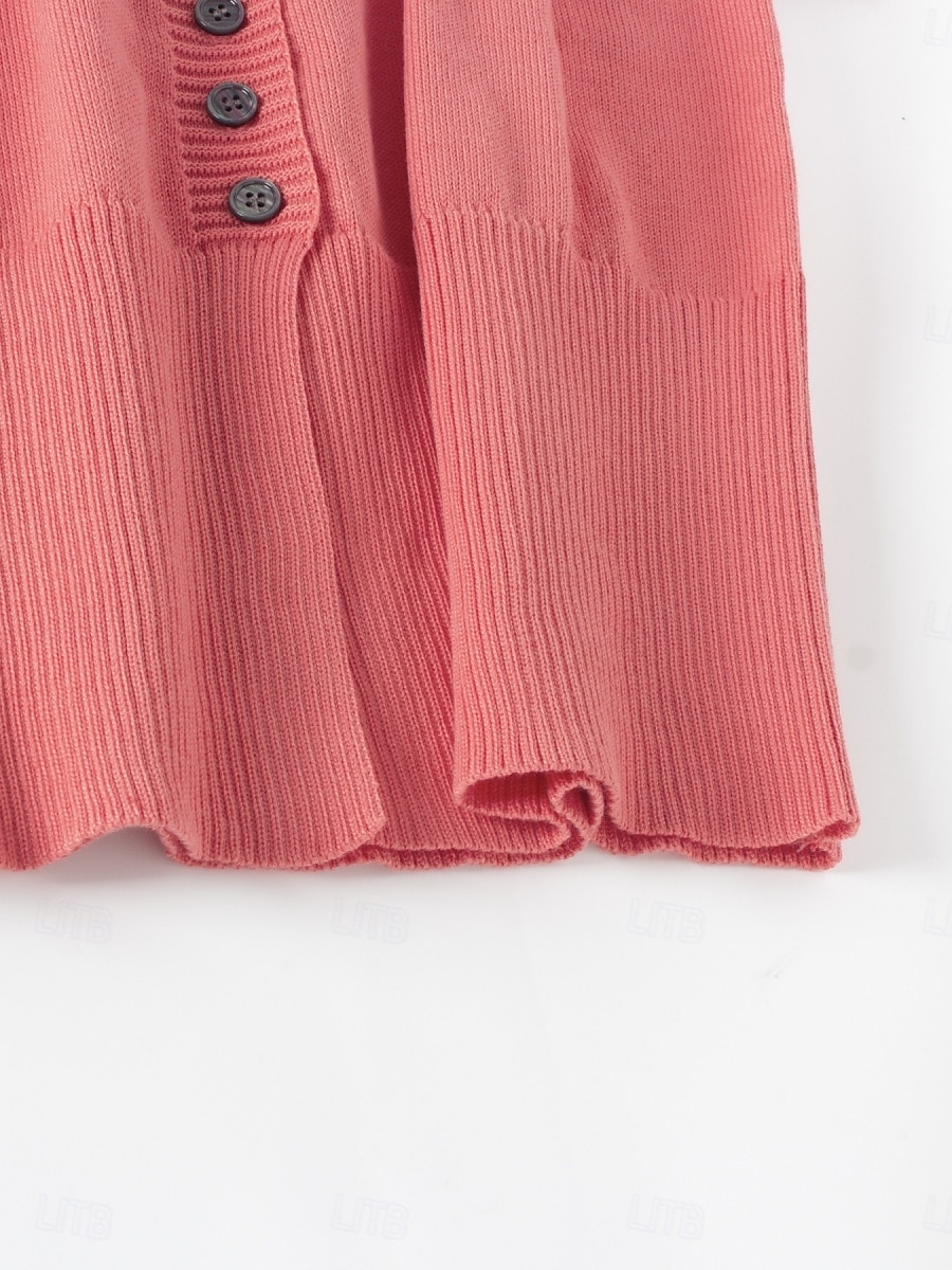 Per donna Felpa Cardigan Informale Morbido Colore puro A coste Colletto alla coreana Bottoni Lavorato a maglia Manica lunga Top regolari Maglia Esterno Giornaliero Fine settimana Rosa Cammello del 2025 a $38.99 –P4