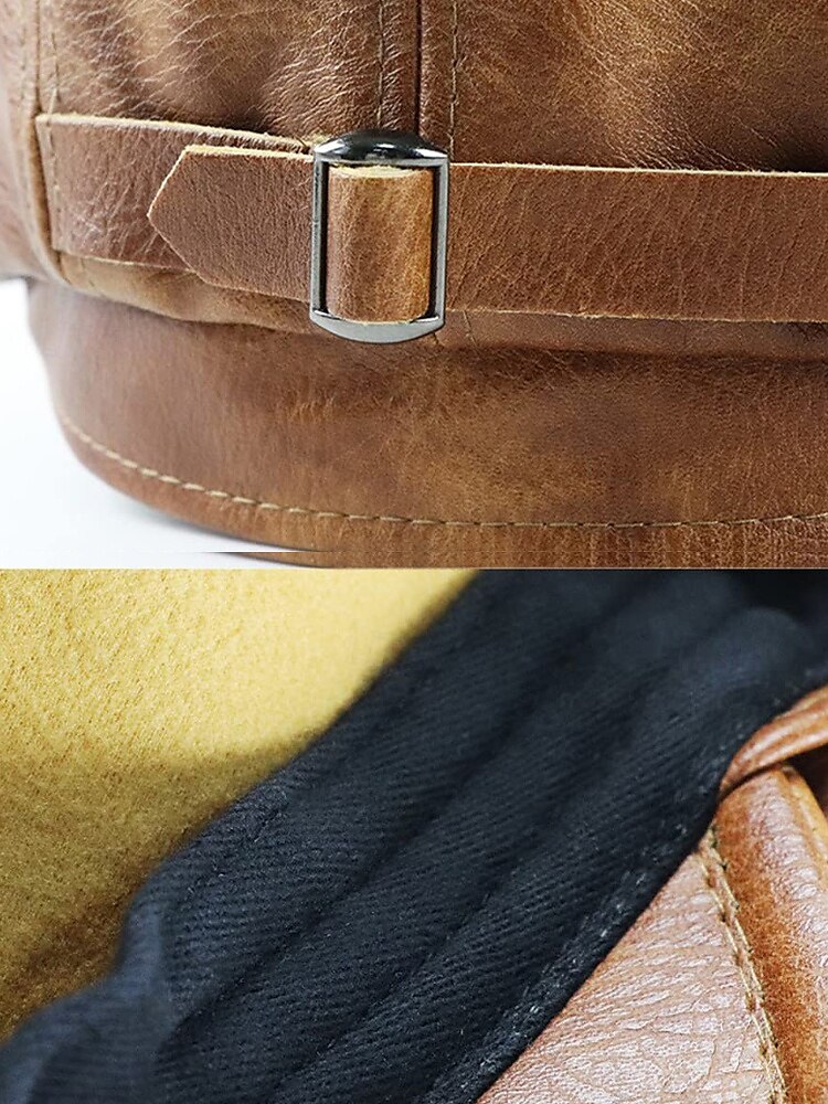 Stylish Brown Faux Leather Flat Cap with Vintage Finish | Perfect for Casual and Dressy Occasions 2025 - $19.99 –P8