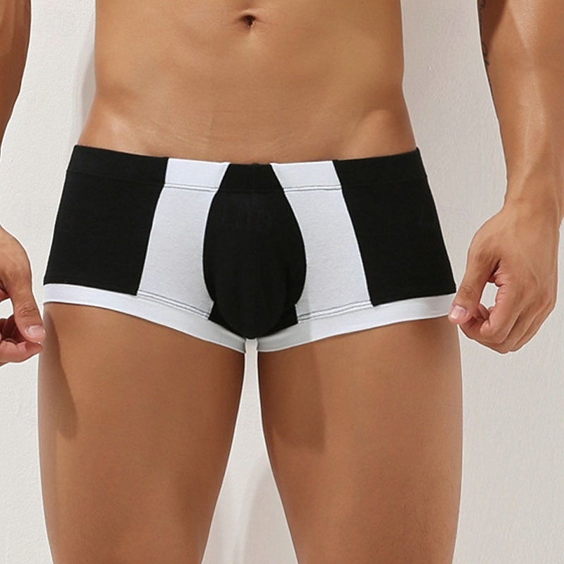 Men's 1 PCS Boxers Underwear Boxer Shorts Patchwork Spandex Breathable Soft Comfortable Color Block Letter & Number Mid Rise Black Red 2025 - $8.99 –P11
