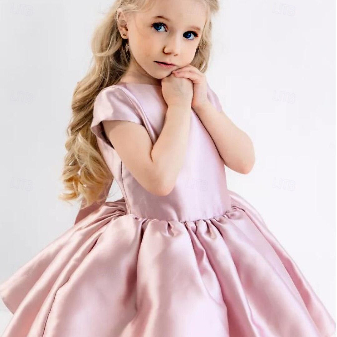kinderkleidung Mädchen Blumenmädchen Kleid Kleid für die Erstkommunion Party Kleid Feste Farbe Ärmellos Leistung Hochzeit Party Gitter Prinzessin Süß Gitter Mitte der Wade Etuikleid Tüll-Kleid Sommer 2025 - $79.99 –P15