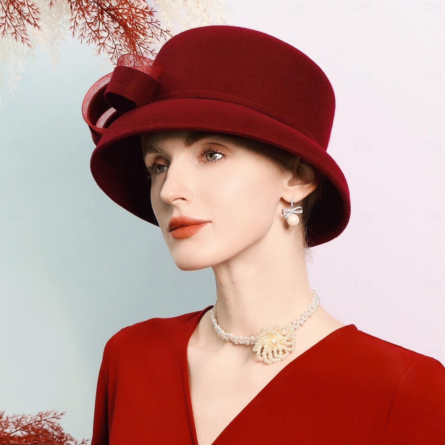 hatter 100% ull bowler / cloche lue bøtte lue bryllup teselskap elegant bryllup med bowknot skjøting hodeplagg hodeplagg 2025 - $74.99 –P18