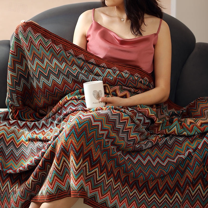 Couverture tissée bohème au design unique et artistique avec des motifs complexes, douce et confortable, idéale pour ajouter une touche bohème à votre lit, canapé ou décoration de salon, parfaite pour de 2025 ? $28.99 –P5