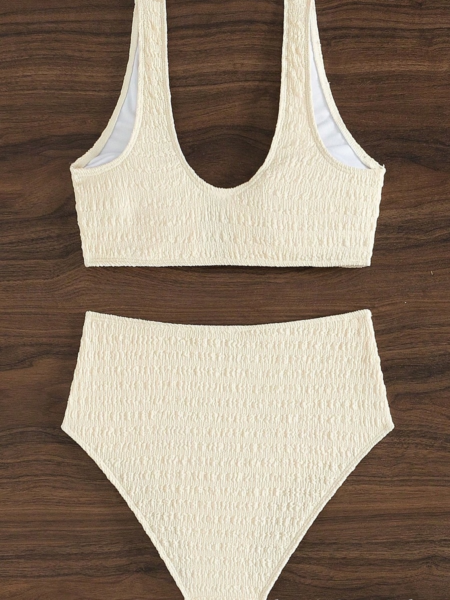 Per donna Costumi da bagno Bikini 2 pezzi Slip Costume da bagno Schiena scoperta Taglia piccola Festività Abbigliamento mare Tinta unica A V Senza maniche Costumi da bagno del 2026 a $28.99 –P4