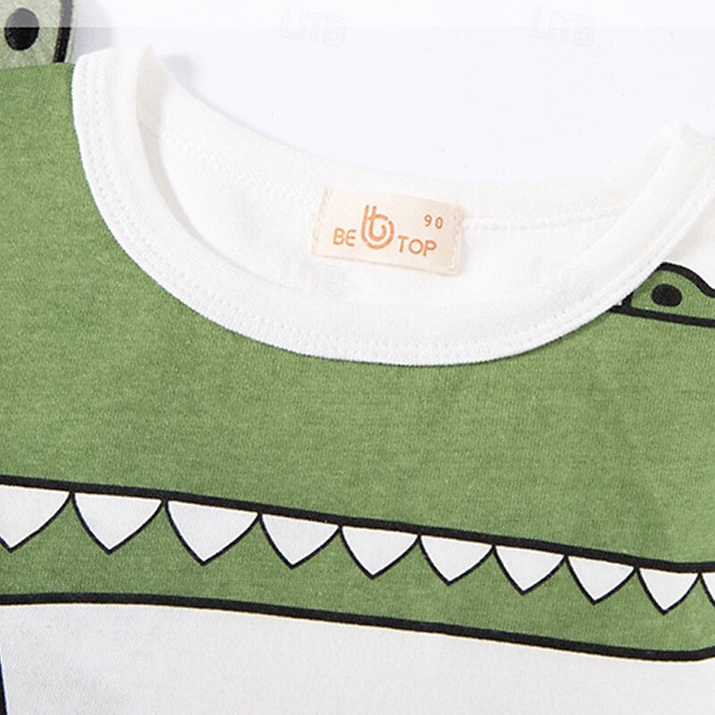 Multipack 2st Pojkar Rund hals Långärmad Grön+Grå T-shirt T-tröja Mönster Grafisk Semester Dagliga kläder 100 % bomull Vår & sommar 2025 - $18.49 –P6