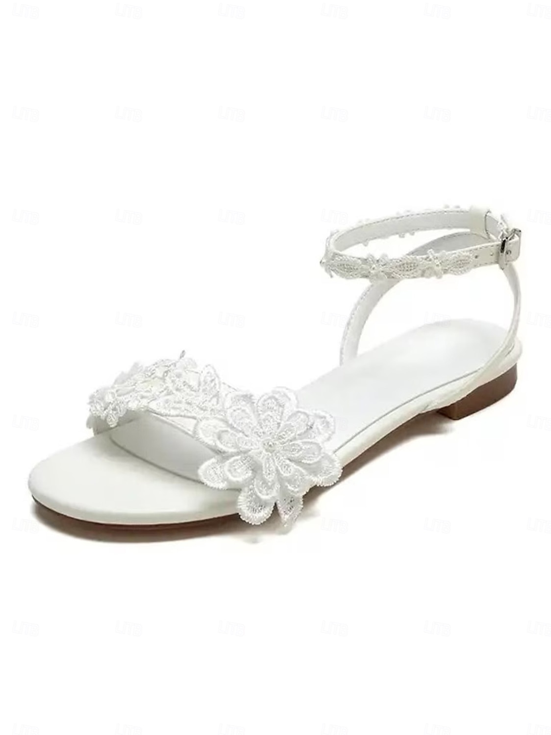 sandales de mariée en dentelle blanche pour femmes avec appliques florales - idéales pour les mariages bohèmes de 2025 ? $54.99 –P2