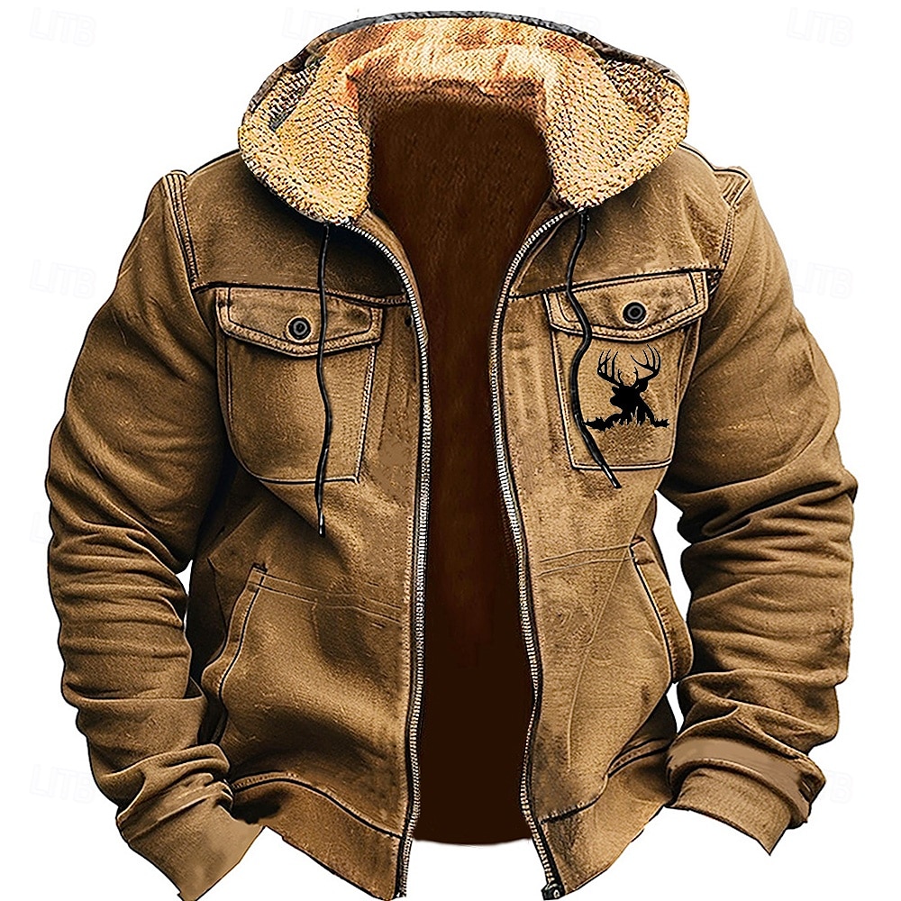 Homme Cerf Toison Sweats à Capuche Sweat à capuche Sweat à capuche Capuche Mode 3D effet Vacances Chasse Marron Vert Zippé Poche Automne Hiver Designer de 2025 ? $42.99 –P4