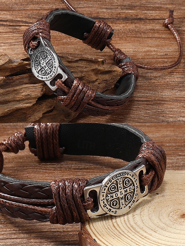 Viking-stijl leren touwarmbanden voor heren met kompasontwerp, verstelbare pasvorm en Noorse boho-esthetiek voor casual en outdoor-kleding 2025 - $7.99 –P3