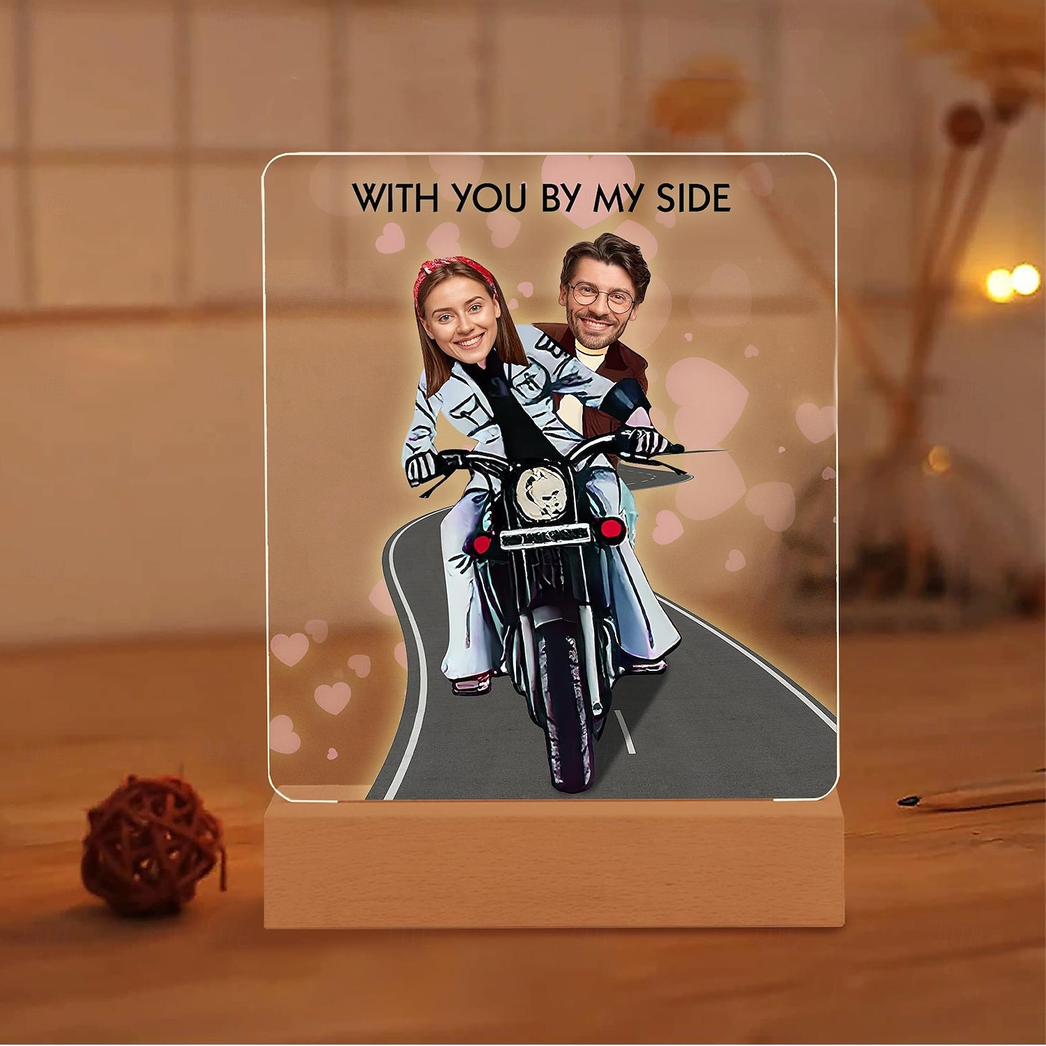 1pc Personalized Acrylic Night Light – Light Up Your Photo Frame Customized Couple Riding Motorcycle Design with Big Head Photos Perfect for Unique Gift for Lovers Couples 2025 - $32.99 –P7