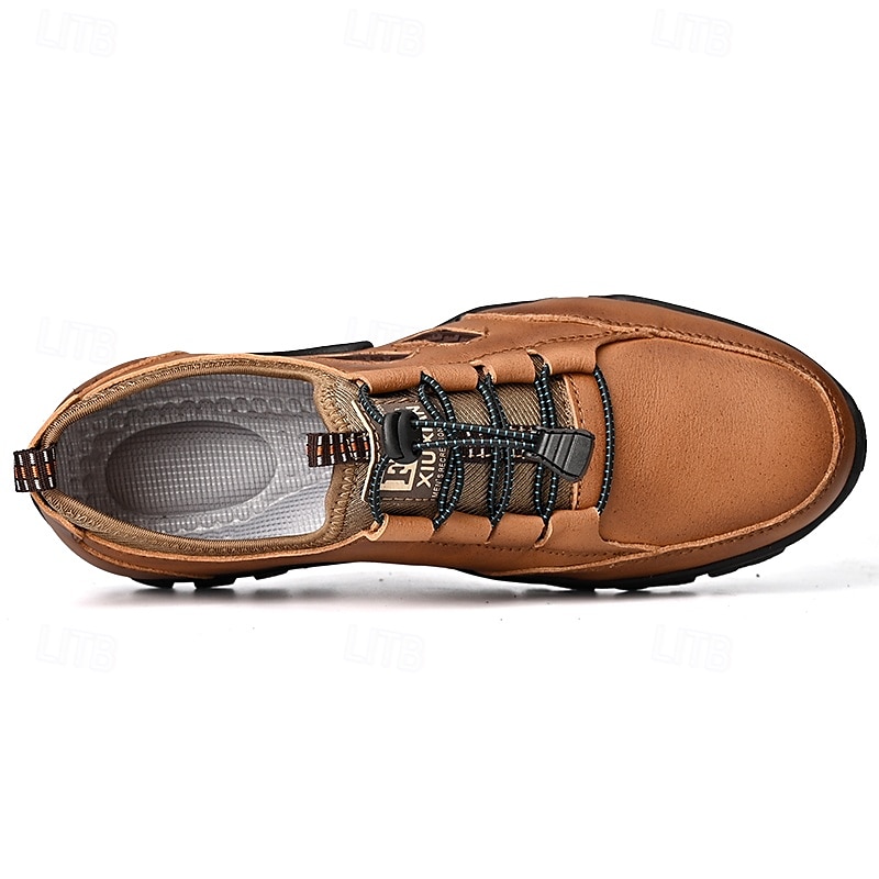 Men's Brown Faux Leather Hiking Shoes with Adjustable Laces and Rugged Rubber Sole – Durable Outdoor Footwear 2025 - $46.99 –P4