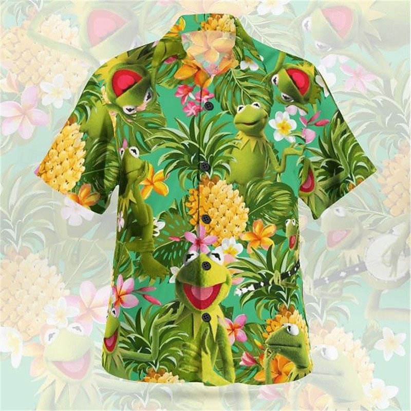 Per uomo Pop art Ananas Hawaiano Camicia Camicia estiva Camicia hawaiana Manica corta Camicia Collo ripiegabile Hawaiano Originale Informale Esterno Strada Informale Rosso verde Verde chiaro Blu Con del 2025 a $3.09 –P3