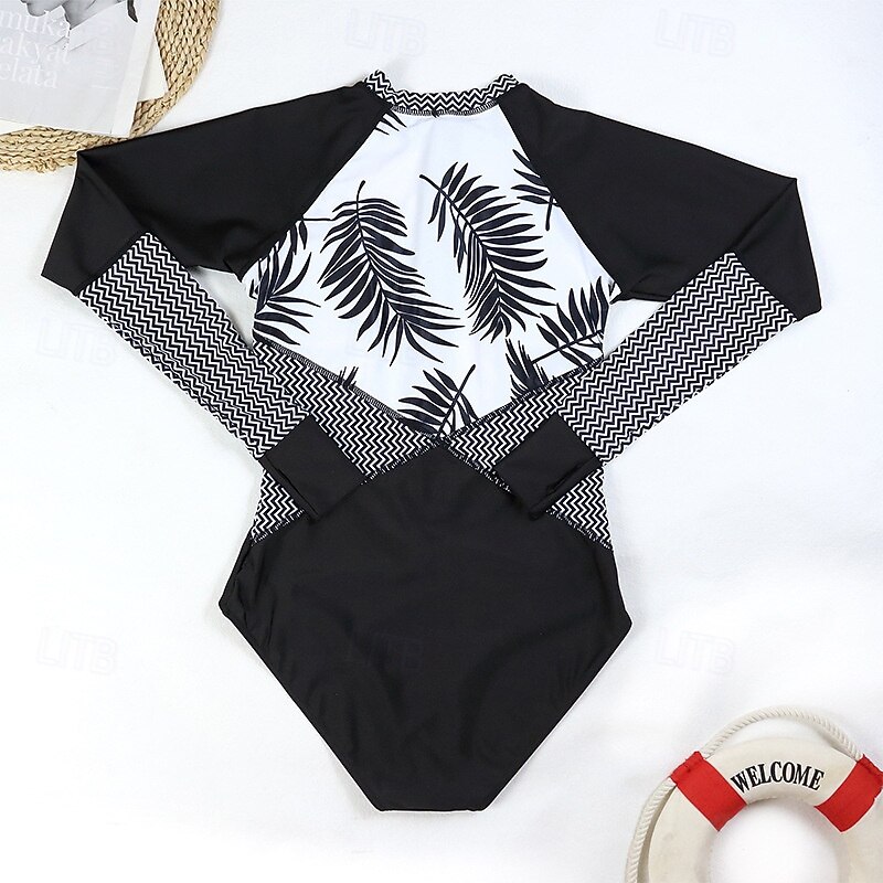 Femme Maillot Anti UV Maillot de bain 1 pièce Protection solaire UV UPF50+ Poids Léger manche longue Spandex Le Maillot de corps Maillot de bain Zip sur le devant Natation Surf Plage Sports nautiques de 2025 ? $31.99 –P6