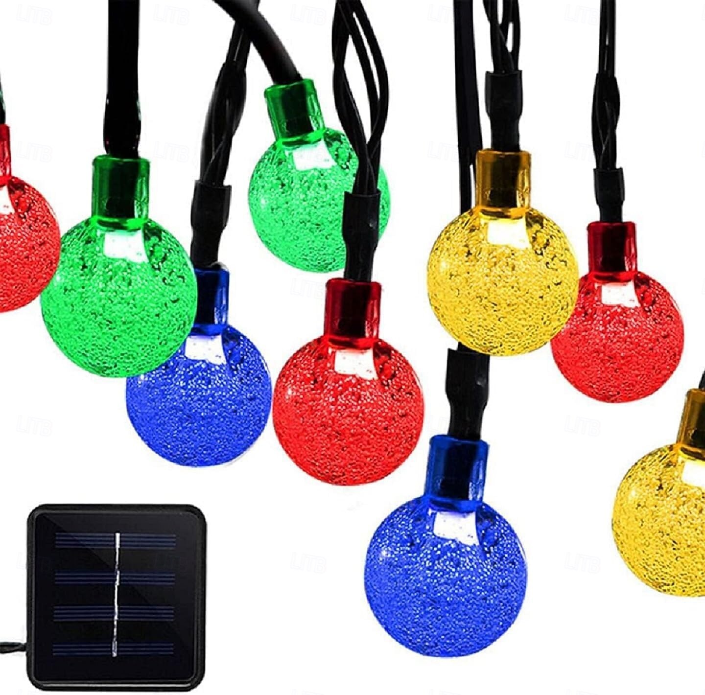 Luzes de corda solares de 7 m, 50 LEDs, el 5 mm, branco quente/branco frio/azul, luzes de festa de fim de ano movidas a energia solar com suporte de montagem para natal, casamentos e eventos ao ar de 2025 por $20.99 –P5