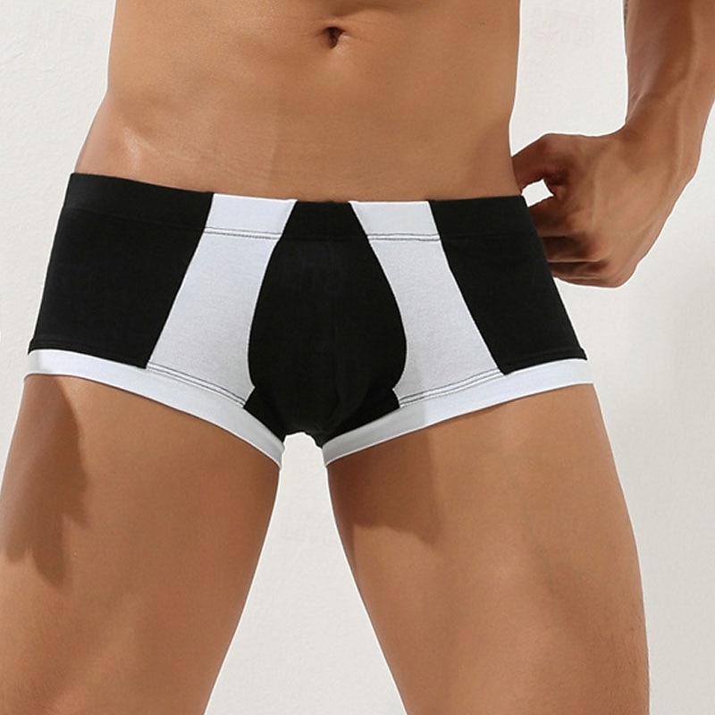 Men's 1 PCS Boxers Underwear Boxer Shorts Patchwork Spandex Breathable Soft Comfortable Color Block Letter & Number Mid Rise Black Red 2025 - $8.99 –P13