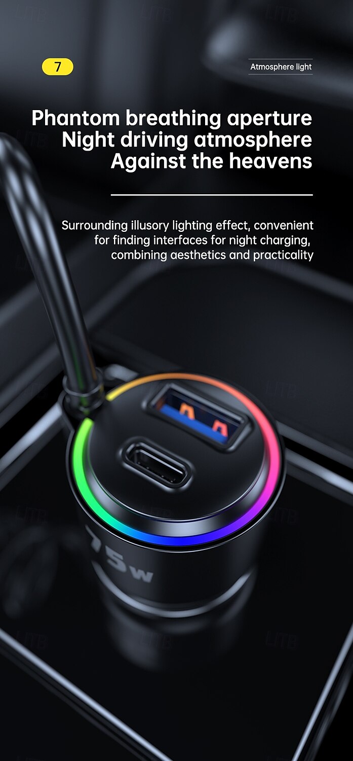 2 Usb A/C Port 1 Type C Cable Car Charger 45W Type C Fast Charging And Usb Car Charger 2025 - $31.99 –P10