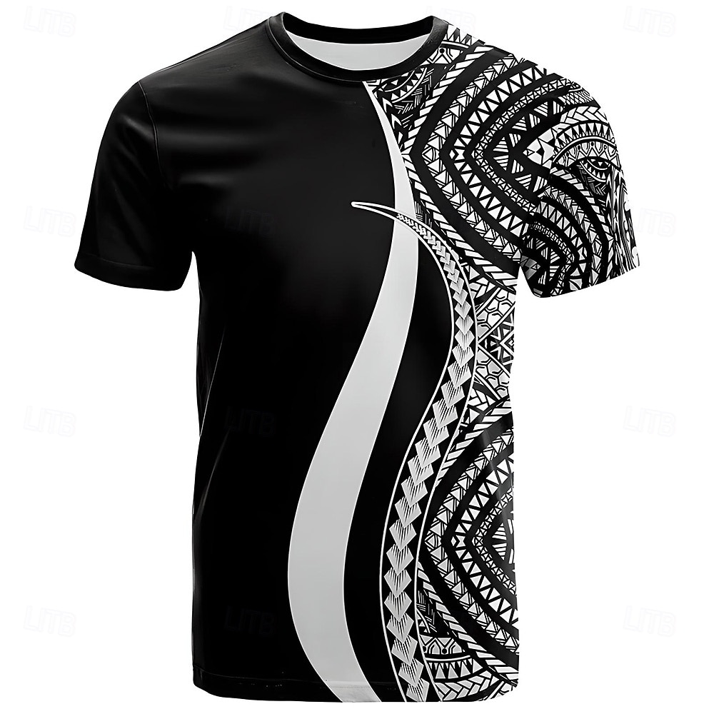 Męskie W Tureckie Wzory Podkoszulek Krótki rękaw Podkoszulek Druk 3D Półgolf Koszula Moda Etniczne Ulica Codzienny Czarny Lato Wiosna Odzież S M L XL XXL XXXL 2025 - $17.99 –P1