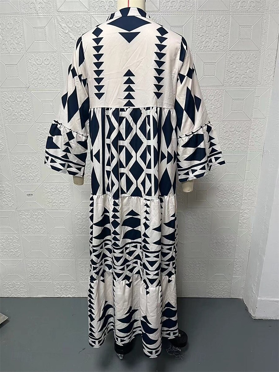 Női Maxiruha hétköznapi ruha Boho elegáns ruhák Csehország aranyos stílus Stílusos Vakáció Napi Tengerpart Laza öltözet Grafika Rövid ujjú V-alakú Fekete Rubin Medence Nyár Tavasz Ősz 2025 - $41.99 –P8