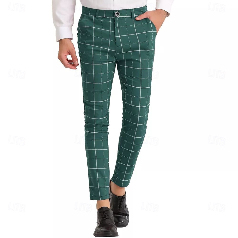 Men's Geometric Plaid Dress Pants Mid Waist Casual Outdoor Vacation Home Zipper Pocket Summer Spring Fall 3D Print Black Red Orange 2025 - $29.99 –P2