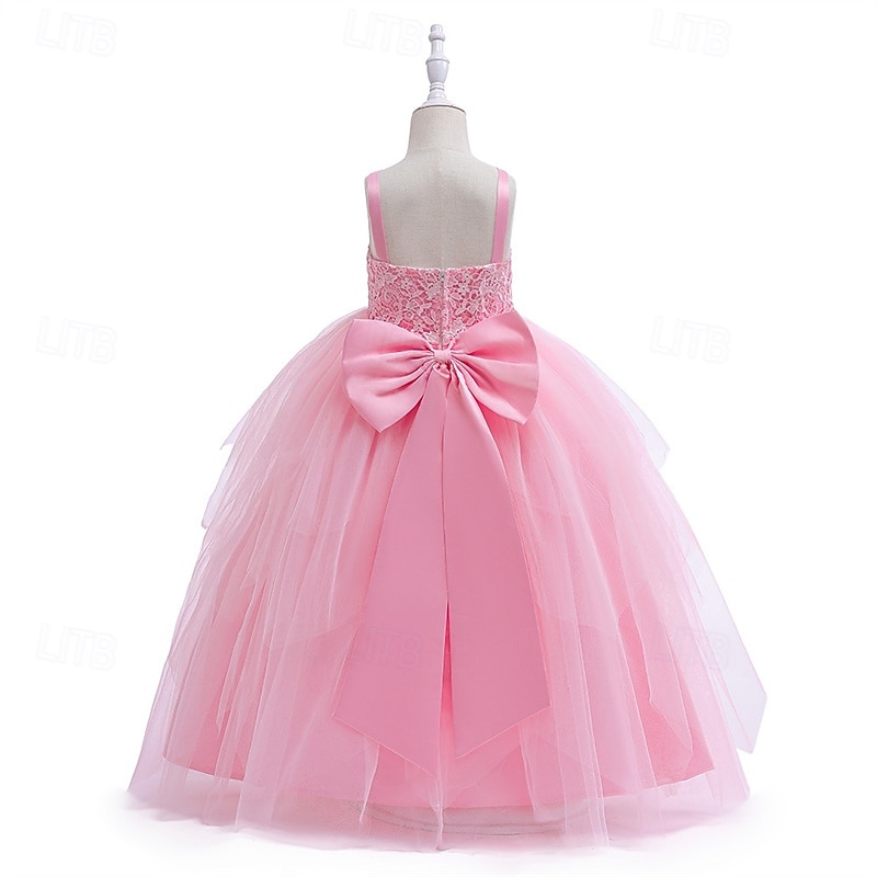 Vestido para Meninas das Flores Crianças Para Meninas Vestido de princesa Espetáculo Casamento Festa Elegante Lindo Com Transparência Côr Sólida Sem Manga Gola Redonda Branco Rosa 4 anos + de 2025 por $42.99 –P11