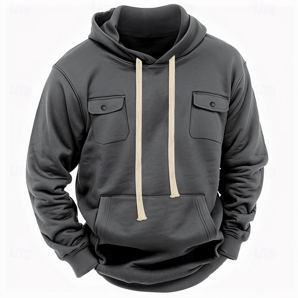 Hombre Sudadera Sudadera con capucha de lana Sudadera táctica con capucha Negro Verde Ejército Caqui Gris Ligero Gris Oscuro Con Capucha Plano Bolsillo Casual Diario Ropa de calle Básico Casual 2025 - $27.99 –P9