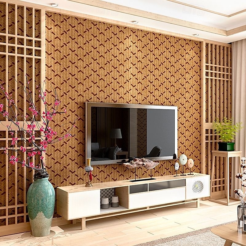 1 Roll Imitation Grass Cloth Wallpaper Woven Bamboo Rattan Wall Covering Hotel Restaurant Store Wall Decoration Ceiling Non Self-Adhesive 950x53cm/374x20.87inch 2025 - $39.99 –P3