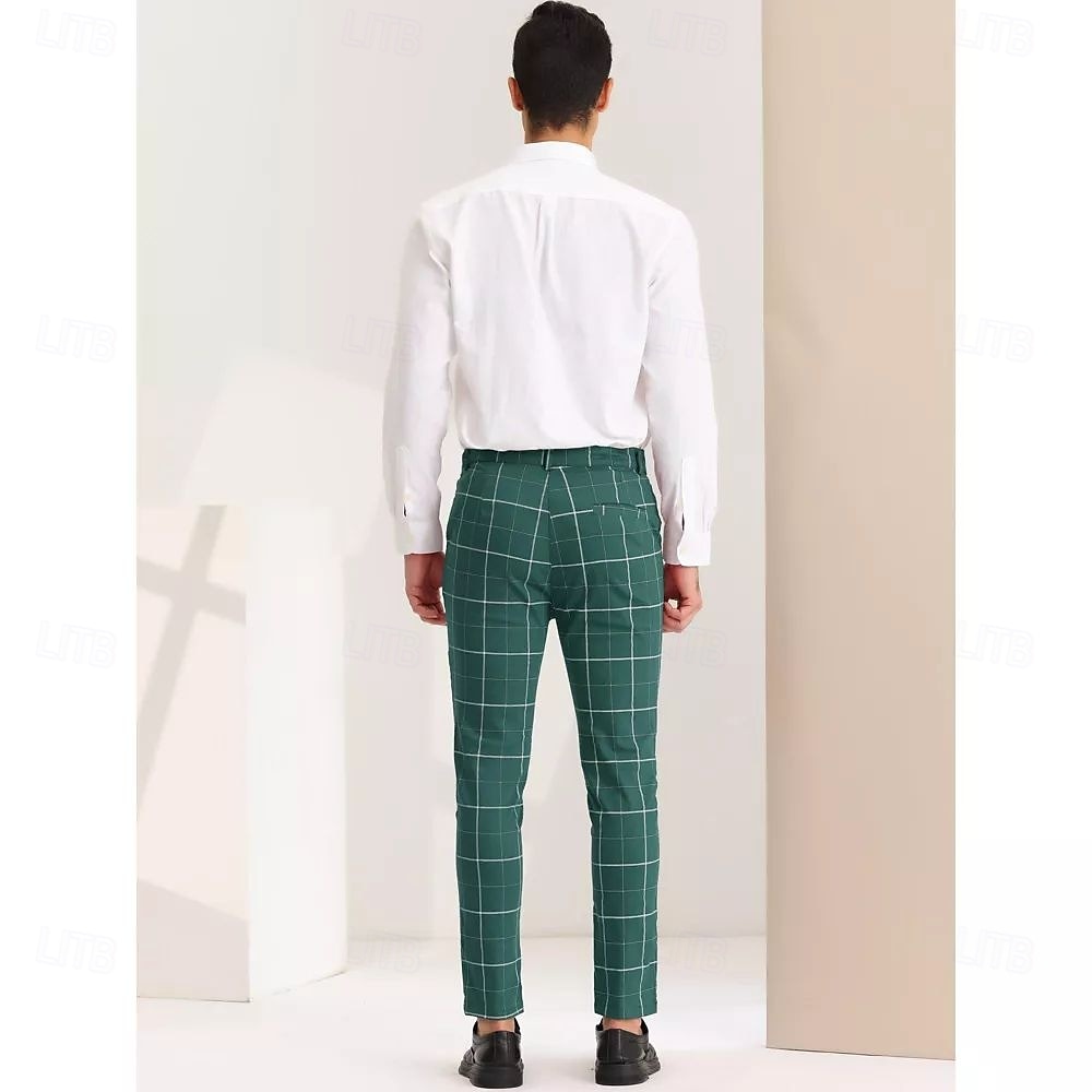 Men's Geometric Plaid Dress Pants Mid Waist Casual Outdoor Vacation Home Zipper Pocket Summer Spring Fall 3D Print Black Red Orange 2025 - $29.99 –P7