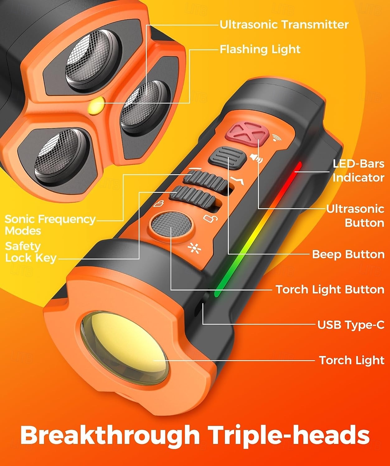 Hundetraining Schall Bellen-Hemmer LED-Lampe Ultraschall Sonic Bark Deterrents Hunde Anti Bark Wiederaufladbar Sicherheit ABS + PC Ultraschall Taschenlampe Für Haustiere 2026 - $38.99 –P5