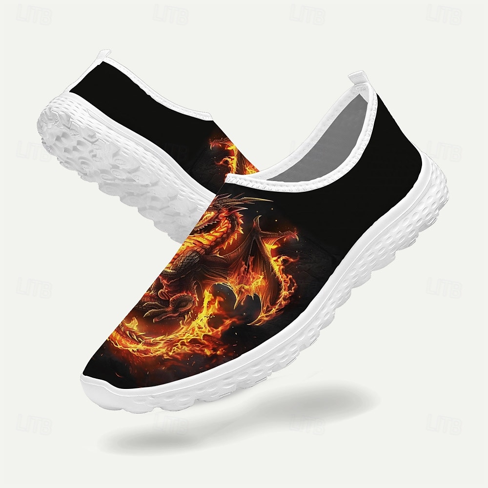 drageprint mesh slip-on joggesko for menn - lette pustende atletiske sko for løping, treningsstudio og fritidsklær 2025 - $29.99 –P3