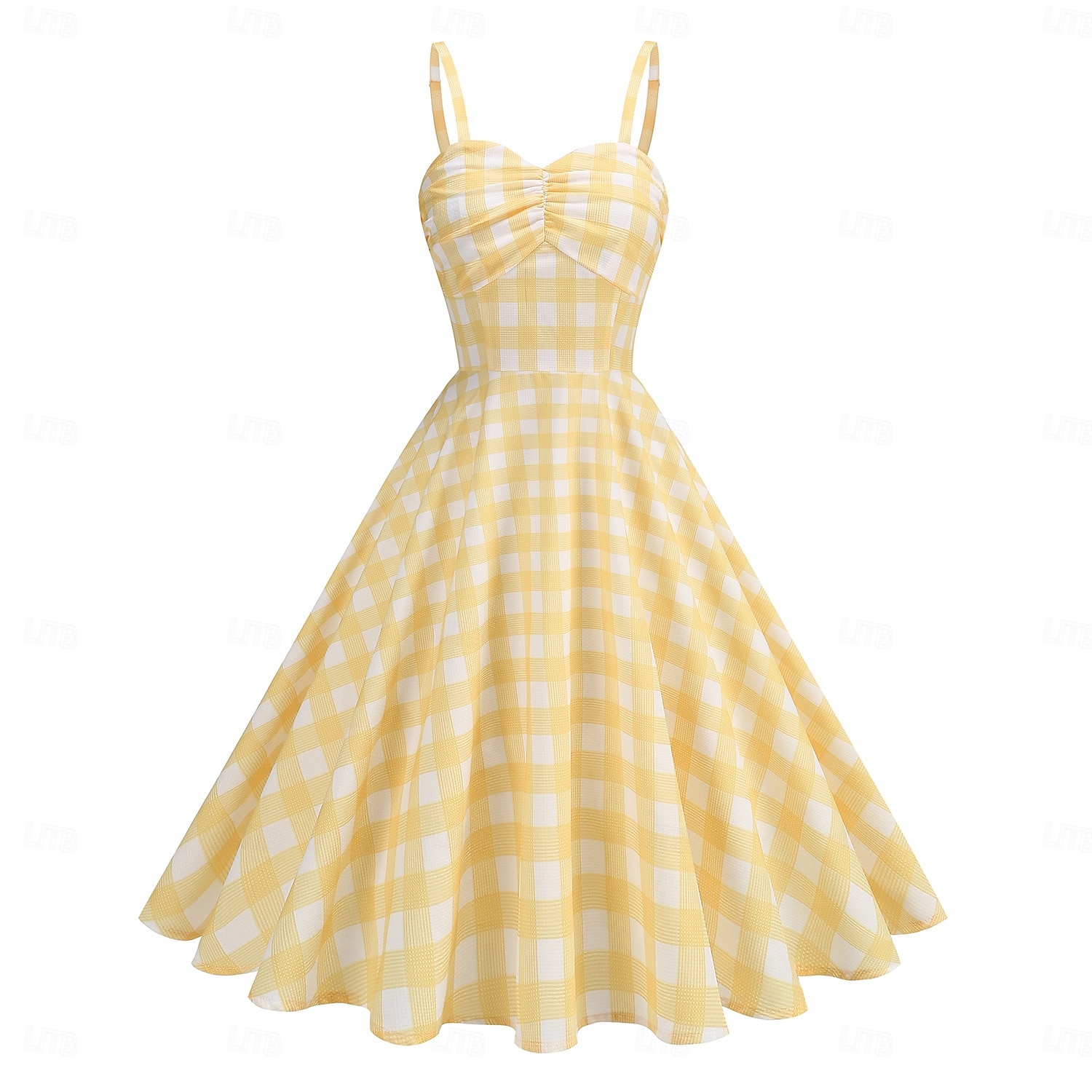 Retro Vintage 1950er Rockabilly Knielang Kleid Swing-Kleid Ausgestelltes Kleid Spaghetti-Träger Tupfen Kariert / Gingham A-Linie Damen Karneval Urlaub Alltagskleidung Junggesellinnenabschiedsparty 2025 - $34.99 –P13