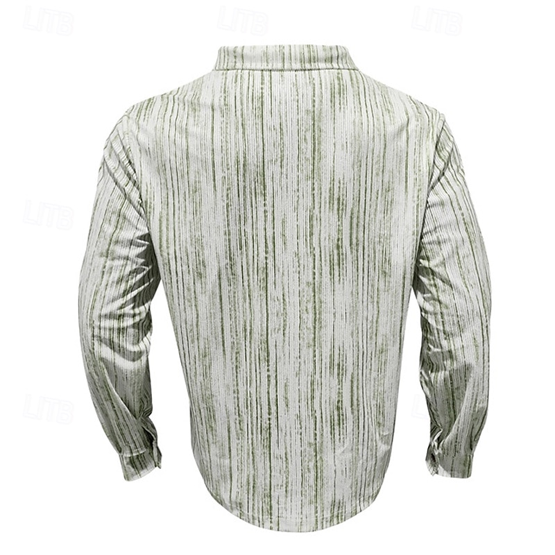 Per uomo Camicia Camicia estiva Maglietta informale Camicia da spiaggia Camicia con bottoni Rosso Verde Kaki Grigio chiaro Manica lunga Strisce Bavero Da mare Hawaiano Tasche Abbigliamento Poliestere del 2025 a $27.99 –P10