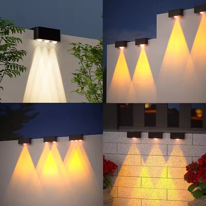 Lot de 4 lampes solaires pour clôture, applique murale extérieure, éclairage de jardin, allée, escalier, cour, patio, porche, décoration de cour de 2026 ? $28.99 –P1