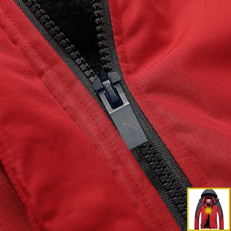 Men's Ski Jacket Gorpcore Softshell Fleece Jacket Waterproof Rain Jacket Winter Outdoor Thermal Warm Windproof Windbreaker Trench Coat Top Outerwear Skiing Camping Hiking Casual Denim Blue Red Green 2025 - $49.99 –P6