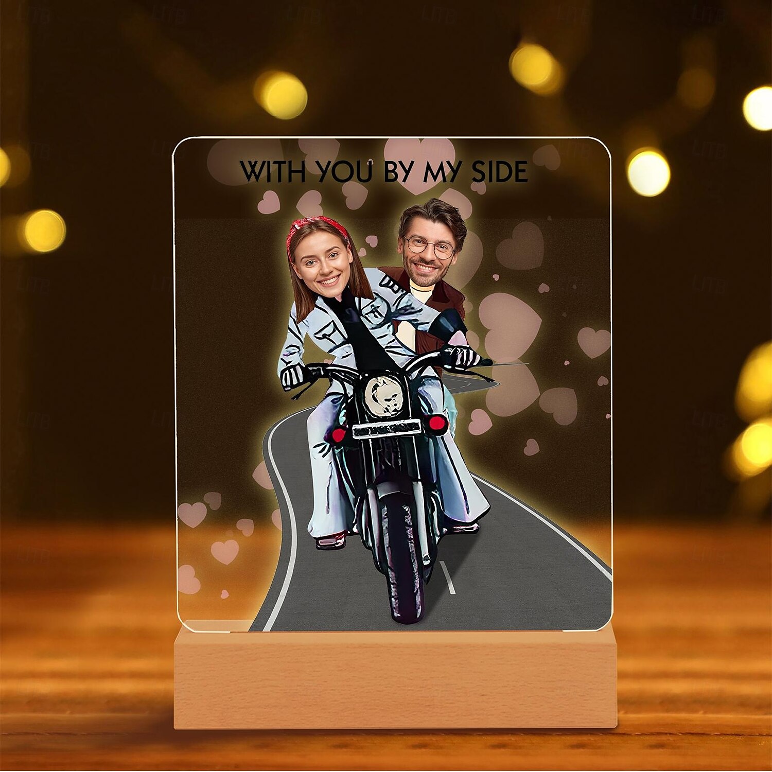 1pc Personalized Acrylic Night Light – Light Up Your Photo Frame Customized Couple Riding Motorcycle Design with Big Head Photos Perfect for Unique Gift for Lovers Couples 2025 - $32.99 –P8